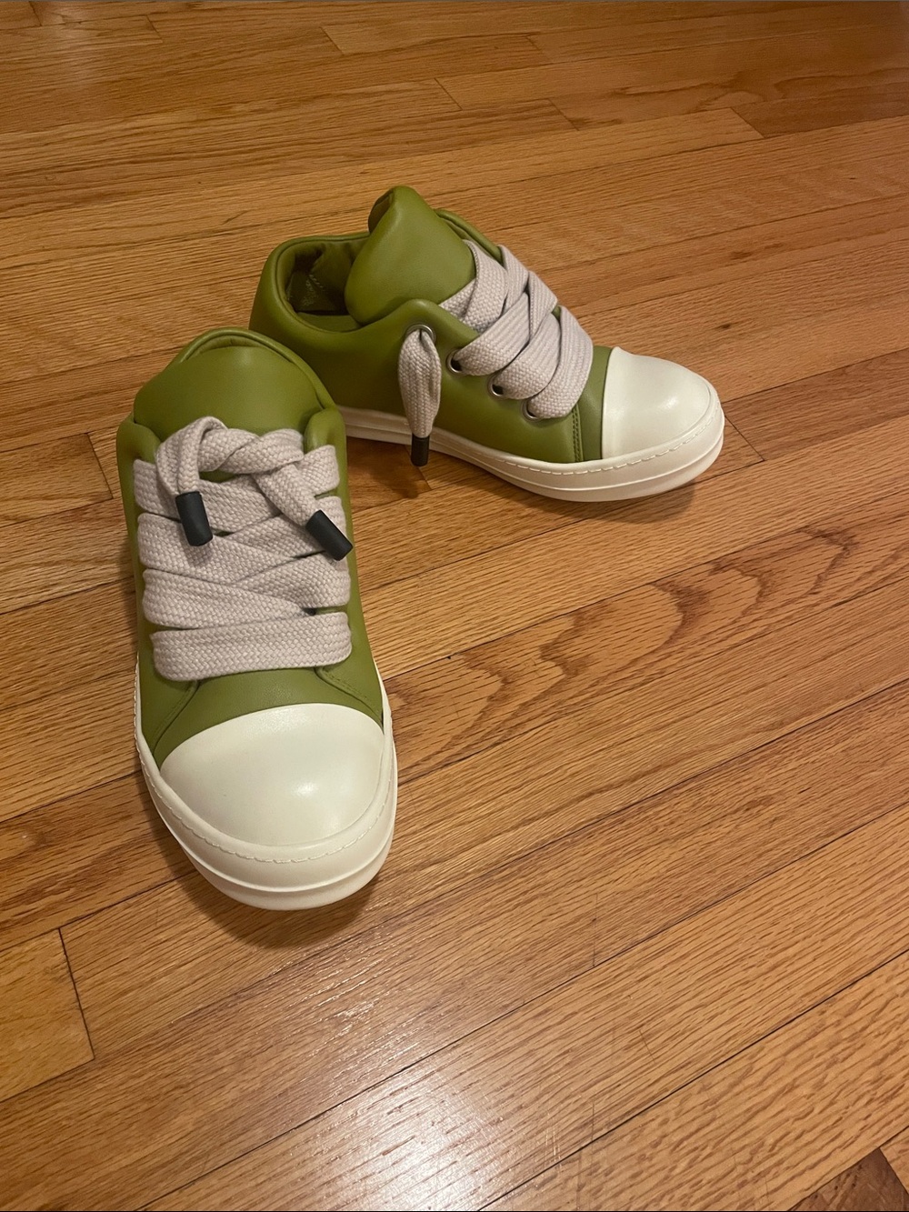 Rick Owens jumbo lace low top sneakers green size 42